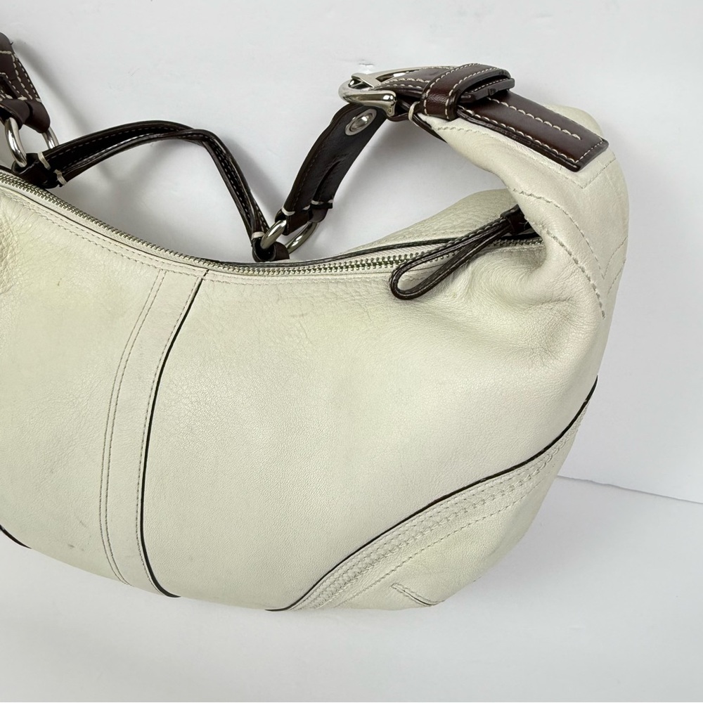 Coach Y2K Shoulder Bag White with Brown Handle - Picture 3 of 7